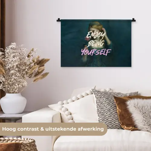 Vrouw - Roos - Quote Wandkleed katoen klein -sfeer1