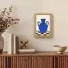 Vaas - Blauw - Geblokt - Modern Light Box met kabel (Tafellamp) klein -sfeer2