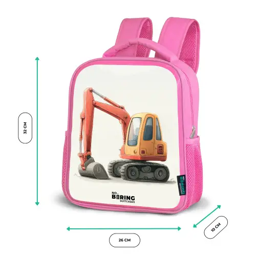 Graafmachine - Getekend - Oranje Kinderrugzak - Roze middel -productfoto_formaten