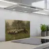 Herderin met kudde schapen - Schilderij van Anton Mauve keuken achterwand spatscherm klein -3d_schuin