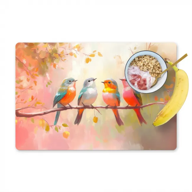 Placemat - 6 pieces - Birds - Colorful - Branch