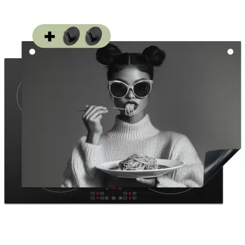 Vrouw - Pasta - Zonnebril Inductie beschemer met haakjes klein -3d