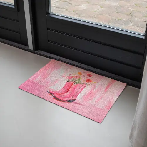 Roze - Bloemen - Cowboy Deurmat klein -sfeer2