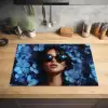 Vrouw - Blauw - Bloemen - Vlinders - Natuur Inductie beschermer vinyl 3mm klein -sfeer5