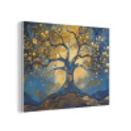 Boom - Levensboom - Blauw - Goud PET vilt klein -3d