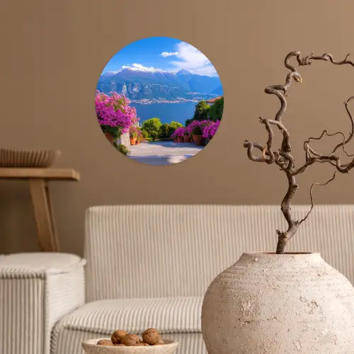 Lake Como - Italië - Landschap Wandcirkel behangsticker klein -sfeer1