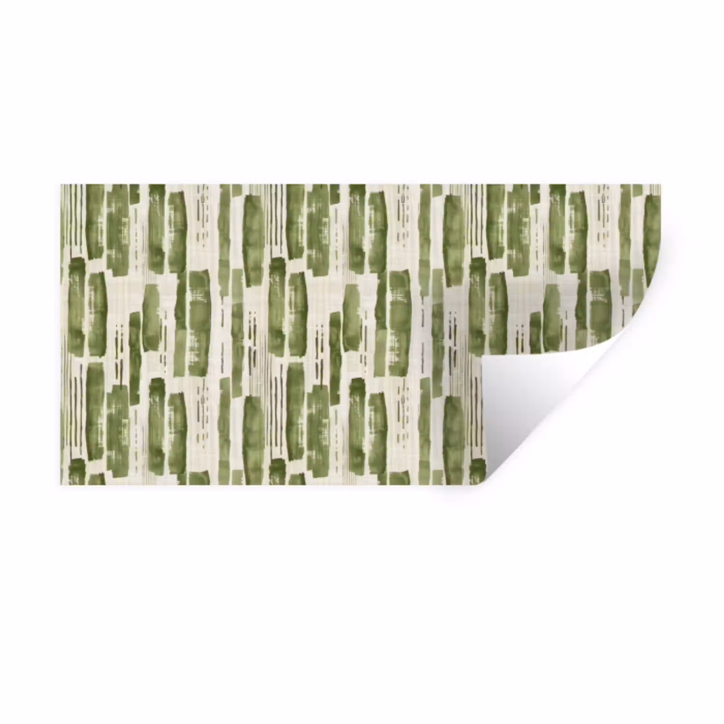 Groen - Abstract - Penseelstreken - Linnen - Patroon Muursticker klein 287 -3d