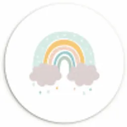 Regenboog - Wolken - Regen - Kinderen - Pastel Wandcirkel kunststof plaat 5mm dik klein -3d