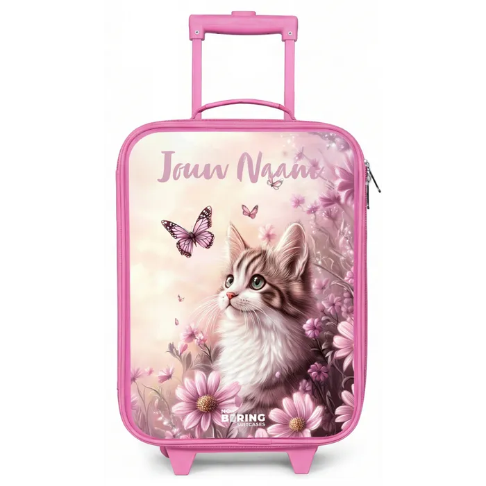 Kitten - Vlinders - Paars - Bloemen Kinderkoffer - Roze klein -zz3dotto