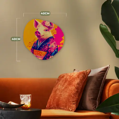 Varken - Bloemkroon - Kimono - Abstract Wandcirkel Organisch Forex 3mm klein -sfeer3