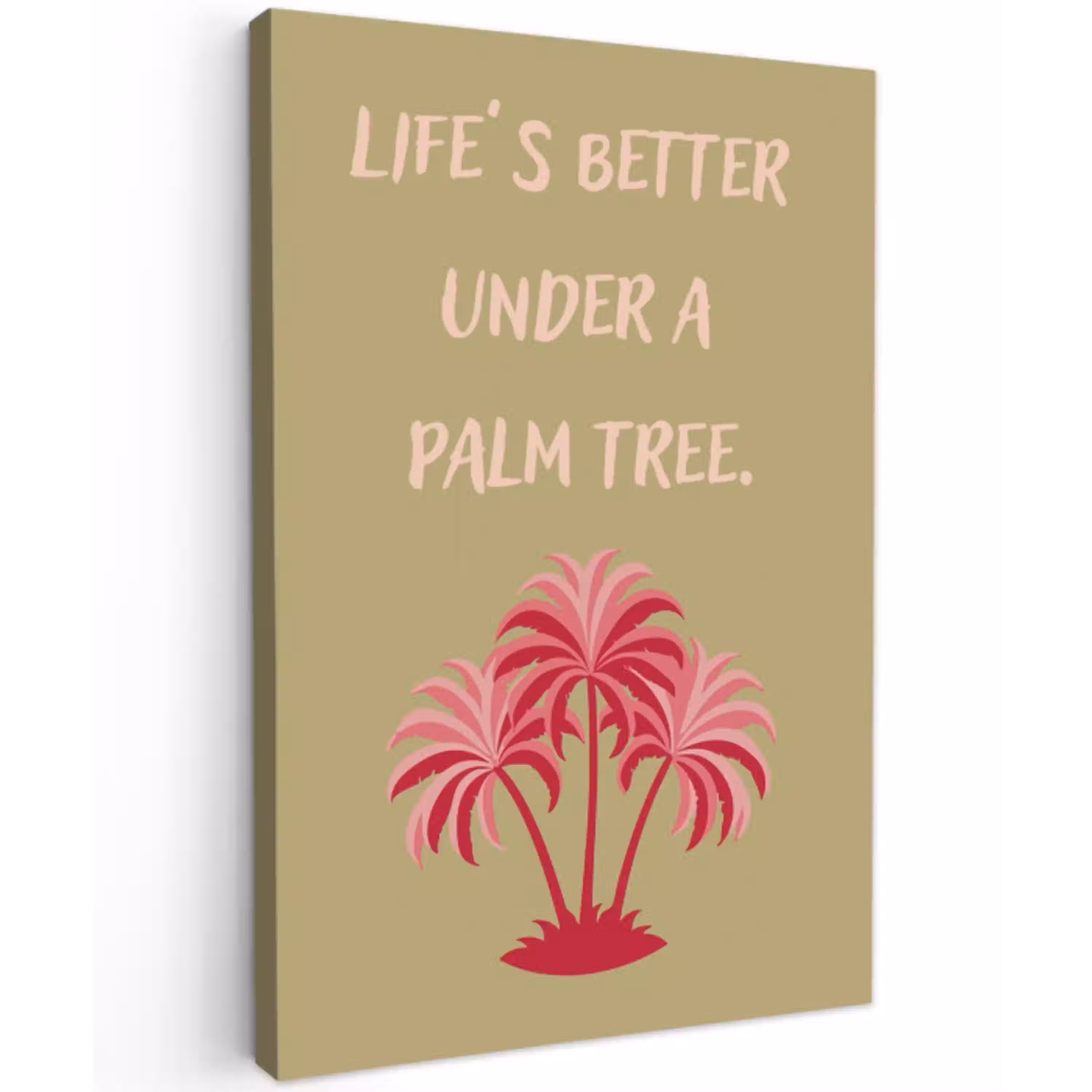 Groen - Zomer - Quote - Palmboom Tuinposter op houten frame 2 cm dik klein -3d