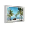 Doorkijk - Strand - Palmboom - Boot - Tropisch - Zee - Blauw plexiglas 5mm klein -z3d