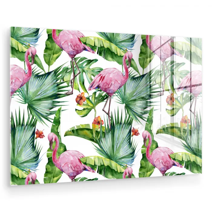 Flamingo - Bloemen - Bladeren - Jungle - Tropical plexiglas 5mm klein -zzzproduct_nieuw