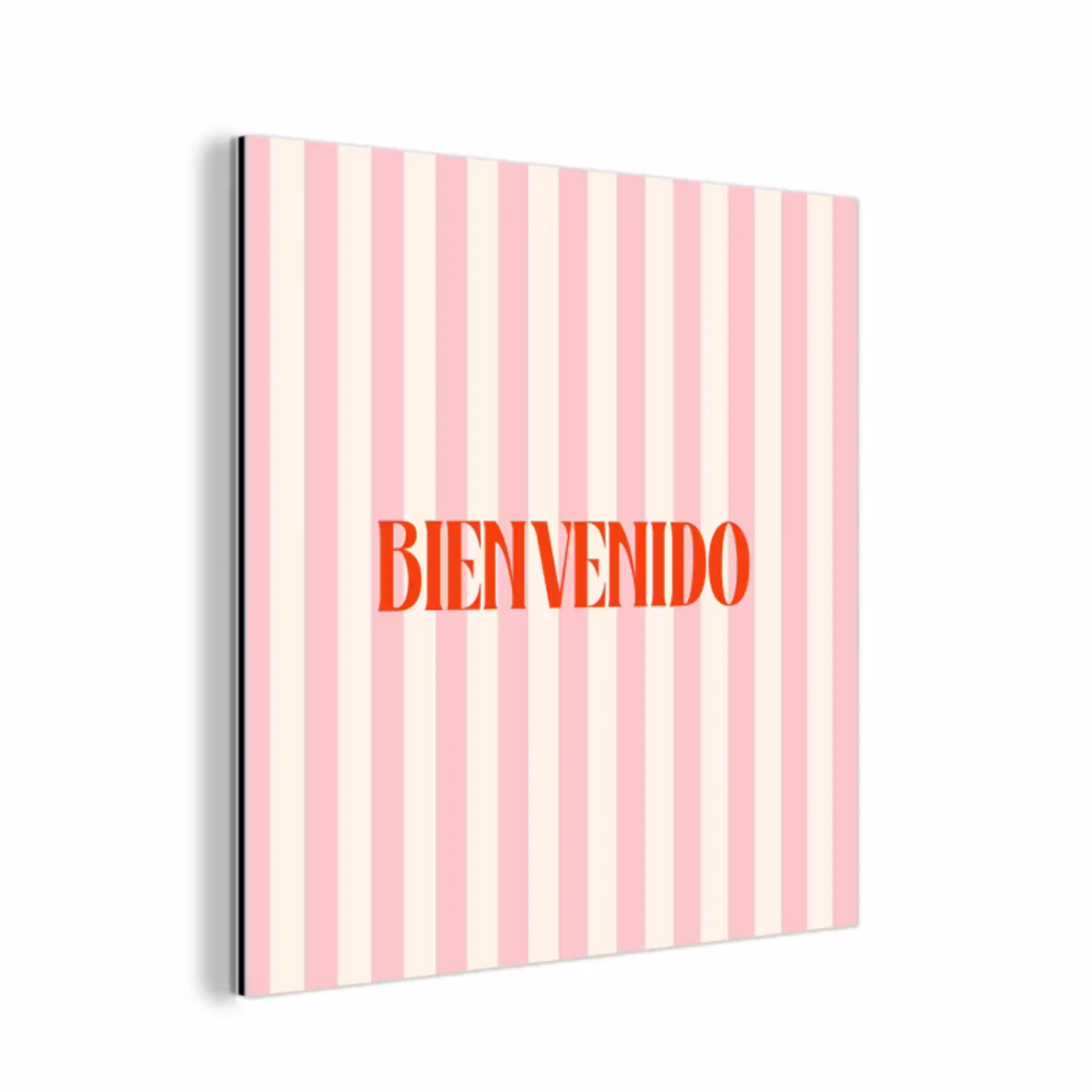 Zachtroze - Rood - Strepen - Bienvenido aluminium wit klein -3d
