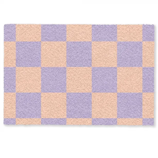 Gepersonaliseerde deurmat Schaakbord patroon - Paars - Roze - Blokjes