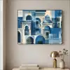 Abstract - Islamitisch - Blauw - Wit Textielframe zwart klein -sfeer2