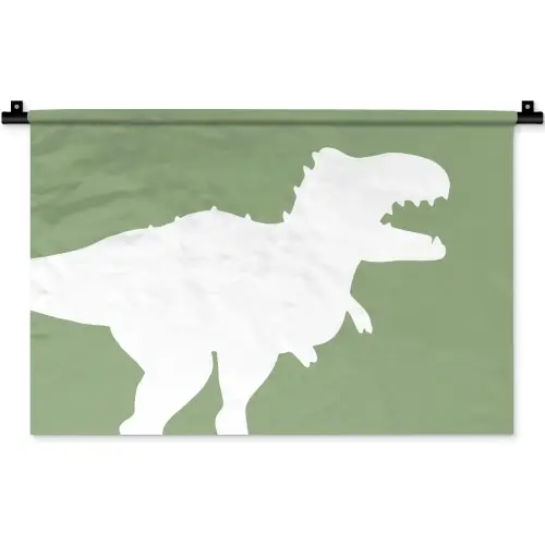 Dino - T-rex - Dinosaurus - Groen - Tyrannosaurus rex Wandkleed katoen klein -zz3d