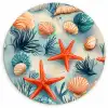 Zeesterren - Schelpen - Illustratie - Zand Wandcirkel kunststof plaat 5mm dik klein -3d