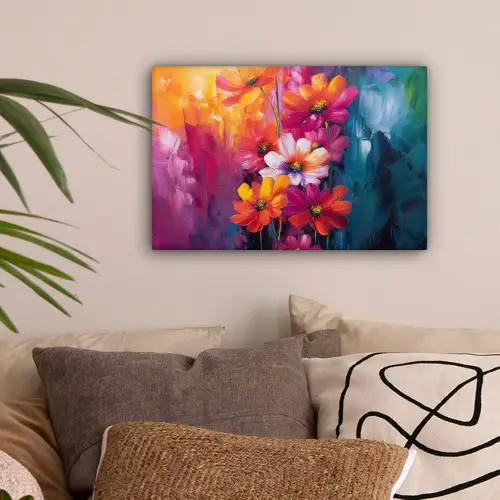 Felle bloemen - Dynamisch - Levendig canvas 2cm klein -sfeer1