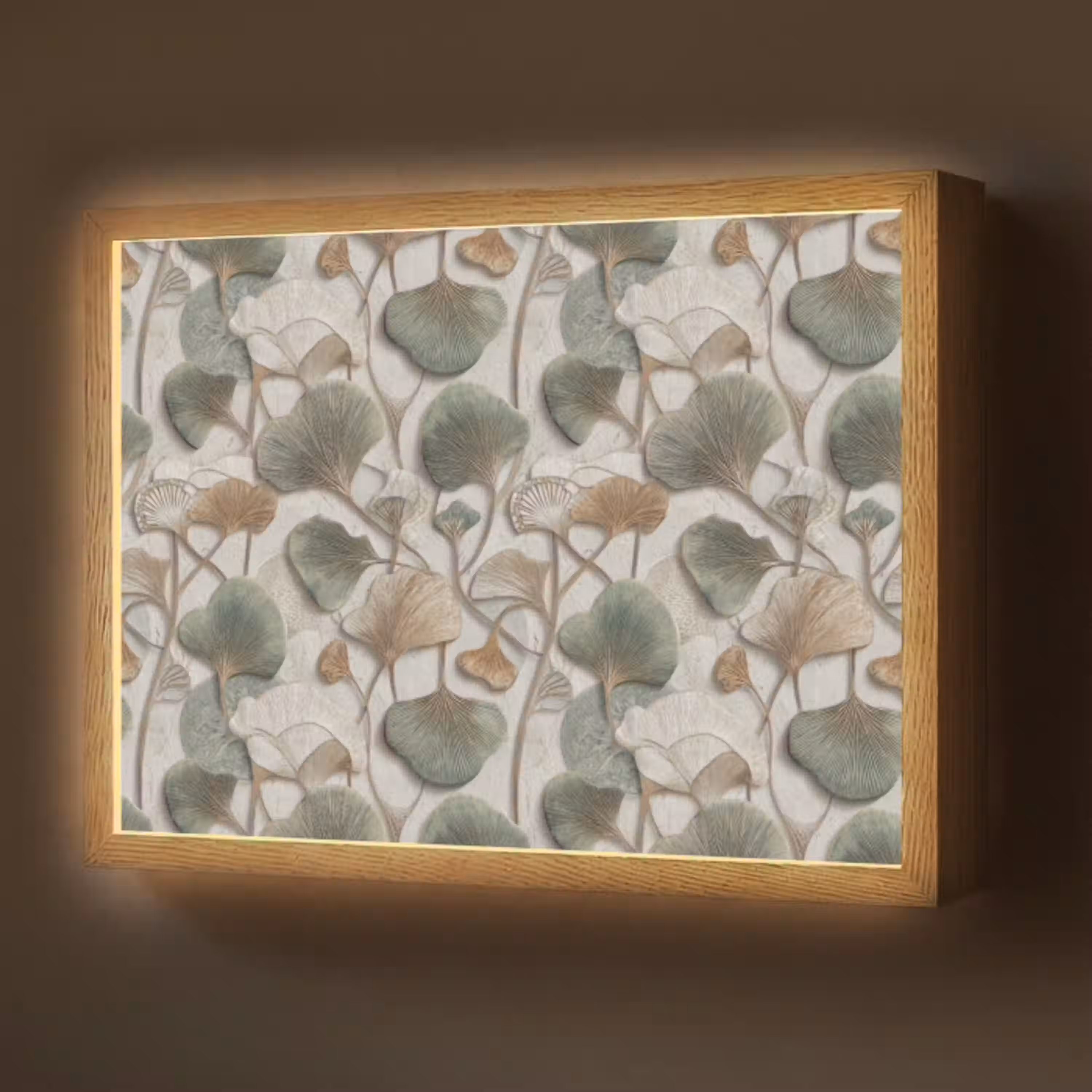 Elegant - Bladeren - Groen Light Box met batterij (Wandlamp) middel 907 -z3d_website