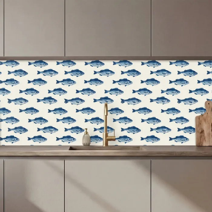 Vis - Patroon - Blauw keuken achterwand 2 middel 871 zz_3dshopping