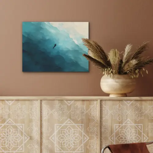 Zee - Silhouet - Abstract - Blauw PET vilt klein -sfeer4
