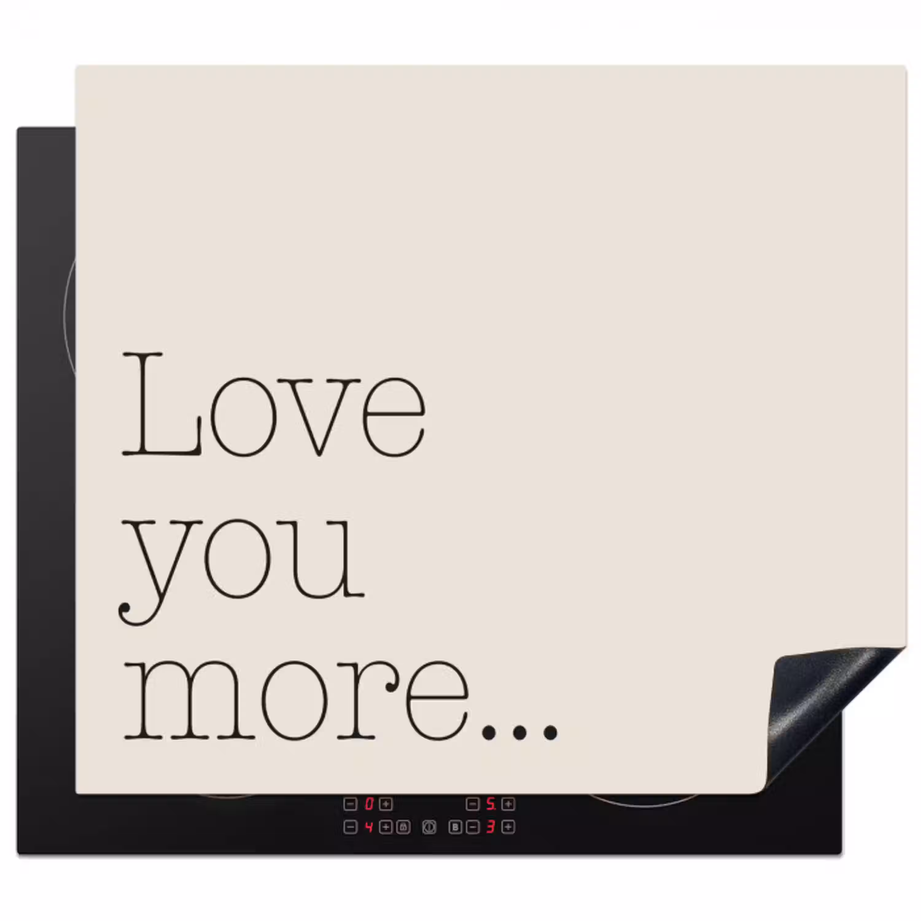 Minimalistisch - Love - Beige Inductie beschermer vinyl 3mm middel -3d