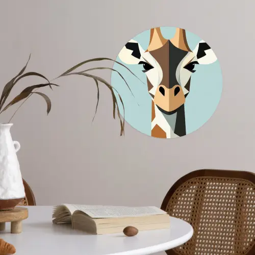 Giraffe - Illustratie - Bruin - Minimalistisch Wandcirkel behangsticker klein -sfeer3