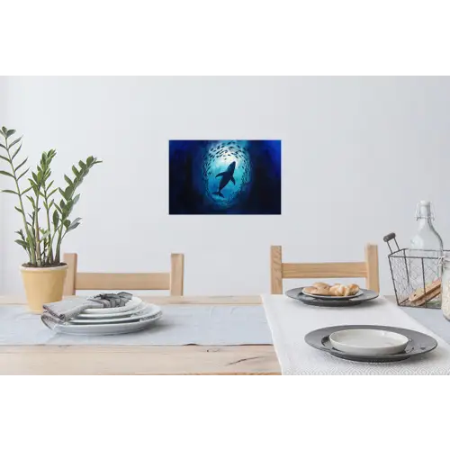 Walvis - Vissen - Donkerblauw Muursticker klein -eettafel