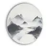 Bergen - Mistig - Water - Wit Akoestische PET Vilt - Rond klein -3d