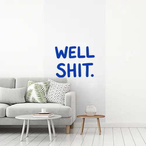 Blauw - Quote - Wit fotobehang vinyl groot -woonkamer