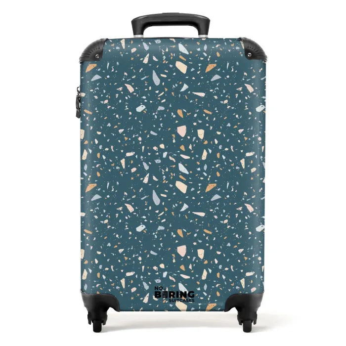 Terrazzo patroon groen met pastel NBS - Handbagage koffer - Kinderen Unisex middel -productfoto_recht