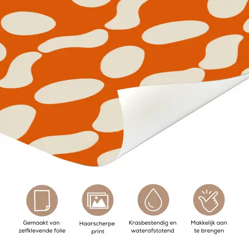 Oranje - Organische vormen - Wit deurposter klein 289 -closeup_NL