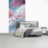 Brug - Kersenbomen - Wit fotobehang vinyl groot -slaapkamer