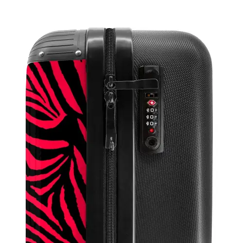 Zebrastrepen in zwart op felroze achtergrond NBS - Handbagage koffer - Volwassenen Unisex middel -slot