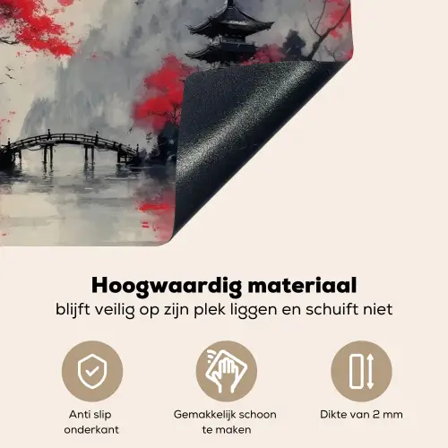 Rode zon - Rivier - brug - Bomen Inductie beschemer met haakjes middel -ky-onderkant-nl