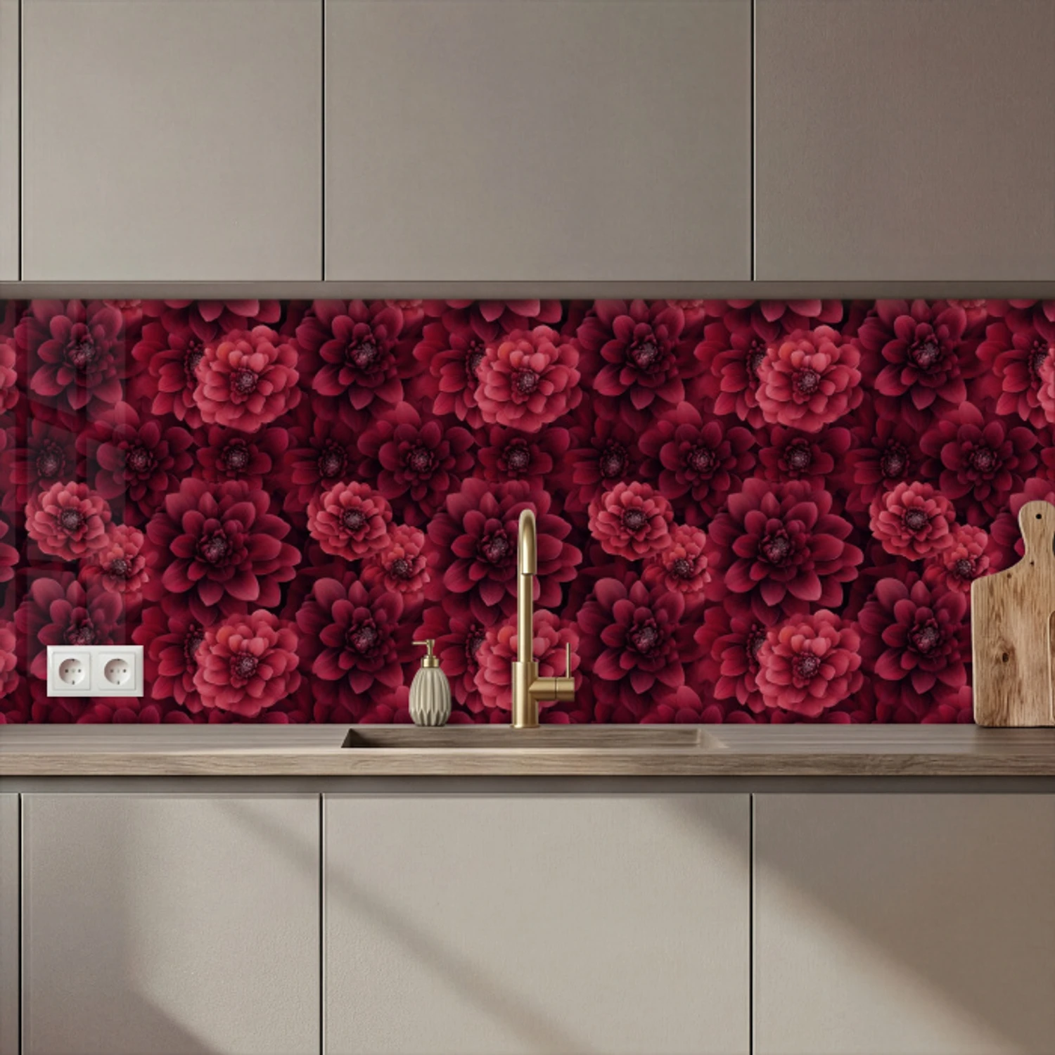 Dahlias - Bloemen - Rood keuken achterwand 2 middel 871 zz_3dshopping