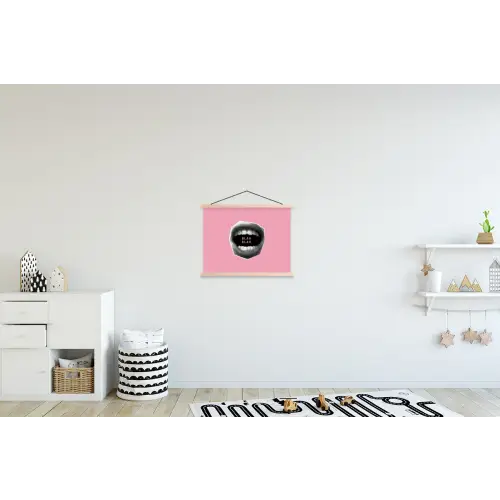 Mond - BLAH BLAH - Roze textielposter latten blank klein -kinderkamer