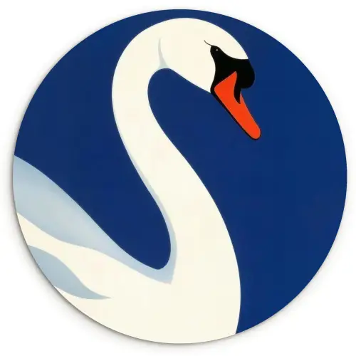 Zwaan - Wit - Snavel - Illustratie Wandcirkel kunststof plaat 5mm dik klein -3d