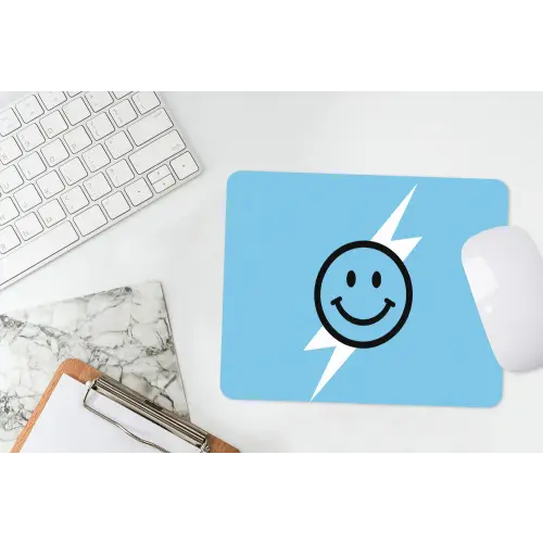 Smiley - Blauw - Bliksem muismat rubber klein -witbureau