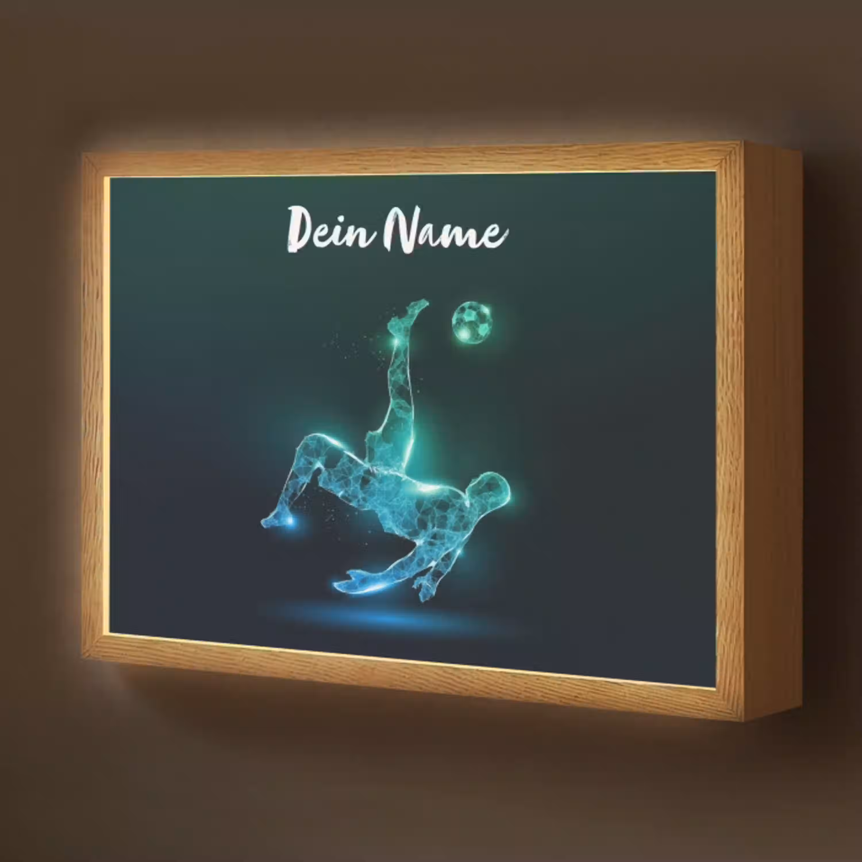 Voetbal - Voetballer - Jongen - Zwart Light Box met batterij (Wandlamp kind) middel -z3d_website