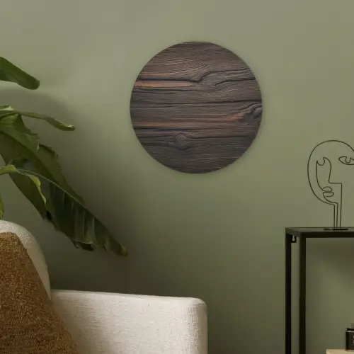 Hout - Grillige nerven Akoestische PET Vilt - Rond klein -sfeer2