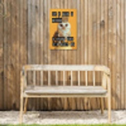 Geel - Uil - Vogel - Decoratie Tuinposter op houten frame 2 cm dik klein -sfeer4