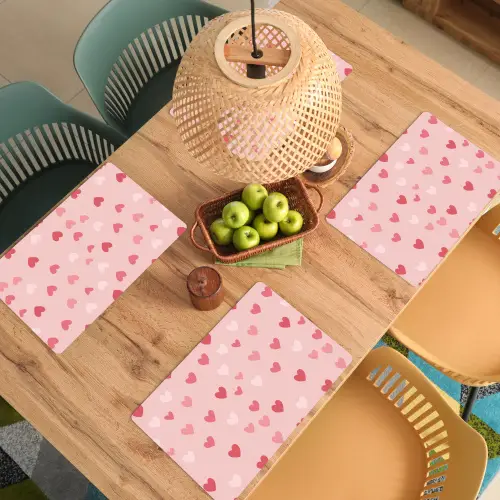Hartjes - Patroon - Roze - Eenvoudig Placemat vinyl groot -zzsfeer5_Kitchenyeah-website