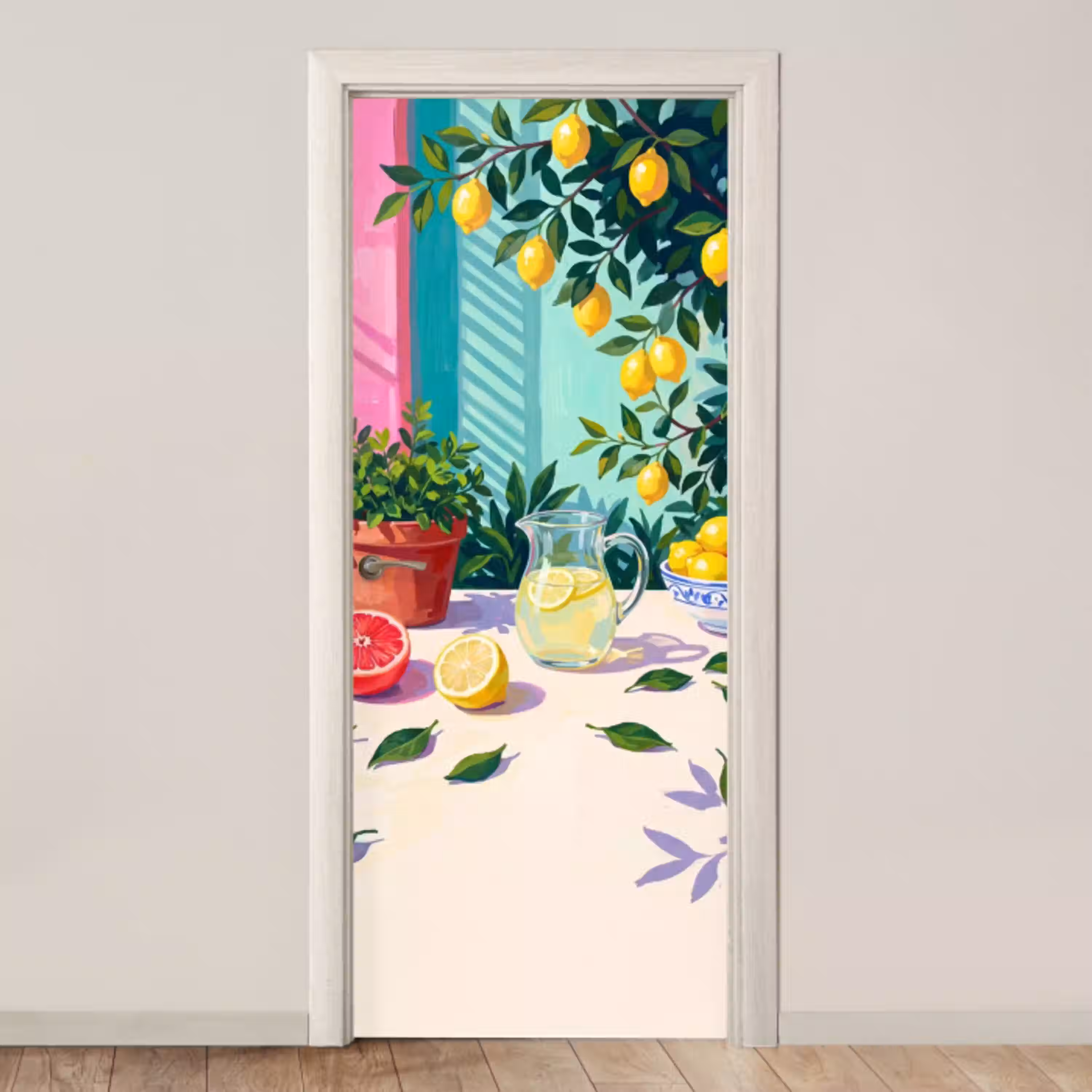 Citroen limonade zomer deurposter klein -3d_beige