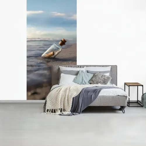 Glazenfles - Post - Zee - Zand fotobehang vinyl groot -slaapkamer
