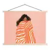 Meisje - Deken - Gestreept - Oranje textielposter latten blank klein -3d