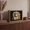Aap - Graffiti - Kleurrijk - Bananen - Modern Light Box met batterij (Wandlamp) middel -sfeer2