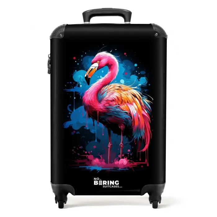 Gekleurde Flamingo voor een Verfexplosie NBS - Handbagage koffer - Unisex middel -productfoto_recht