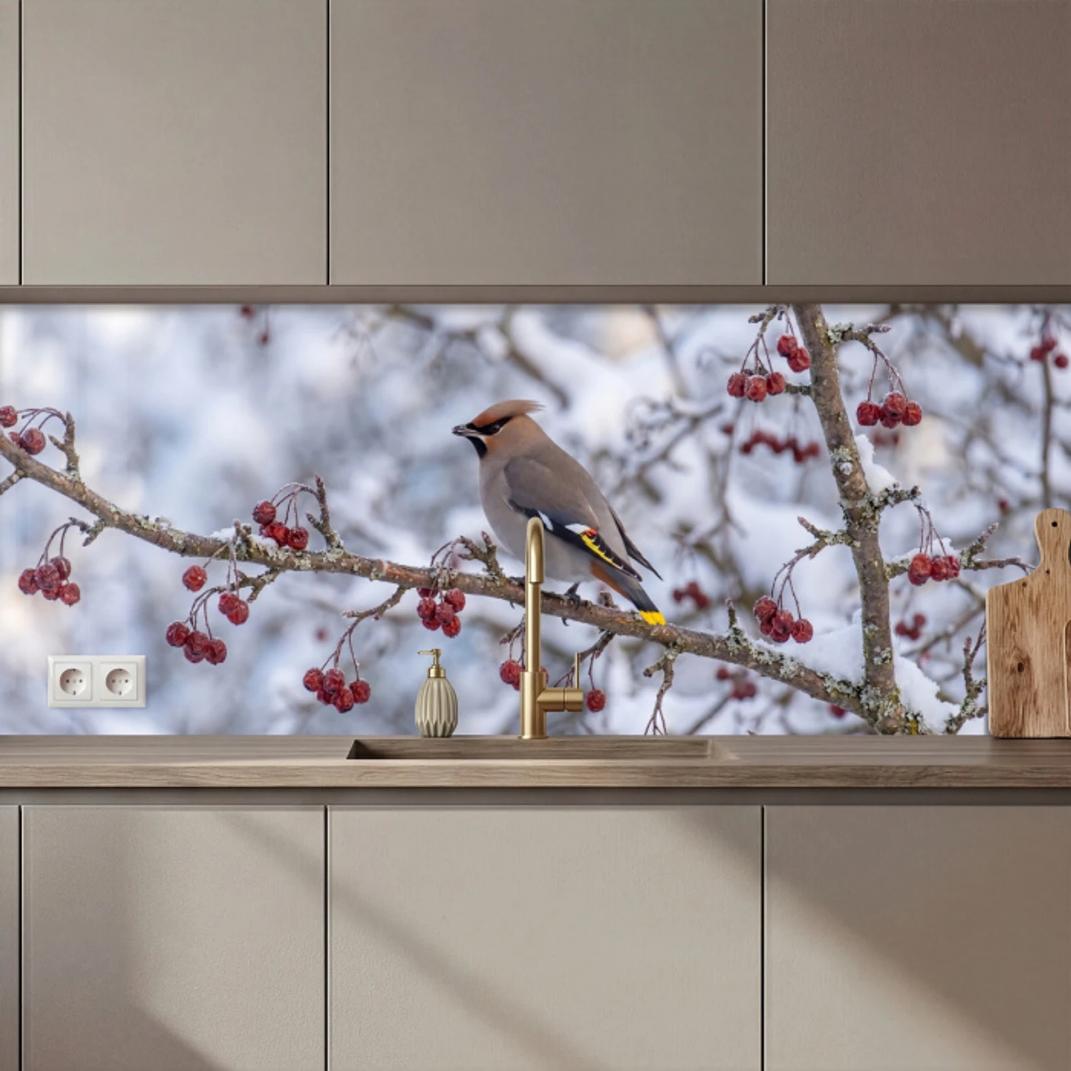 Pestvogel - Bessen - Winter - Natuur keuken achterwand 2 middel zz_3dshopping